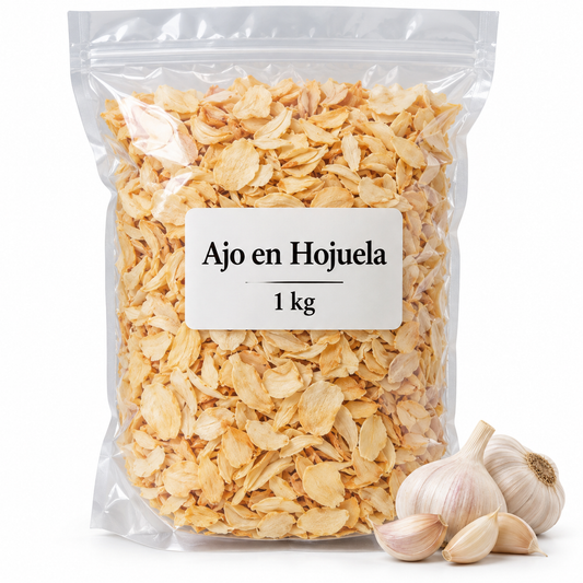 Ajo en Hojuela, 1 kg y Caja 25 kg