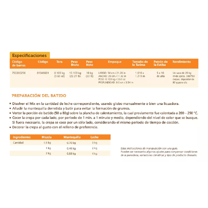 Dawn Harina Mix Crepa 10 KG